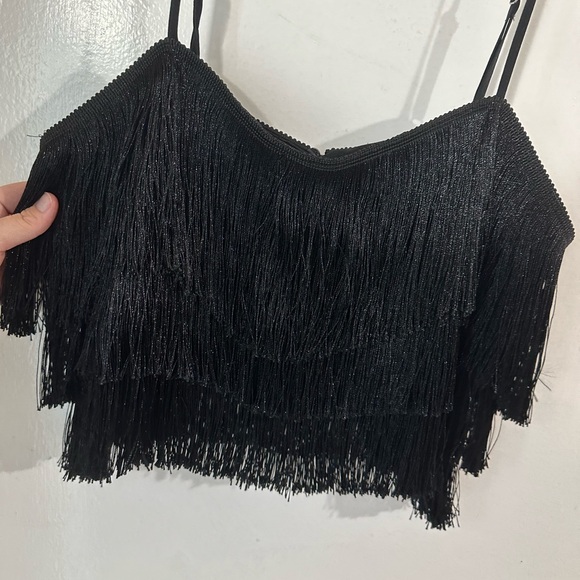 Forever 21 Tops - Forever 21, fringe black crop tank top